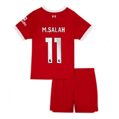 Otroški Nogometni dresi Liverpool Mohamed Salah #11 Domači 2023-24 Kratek Rokav (+ Kratke hlače)